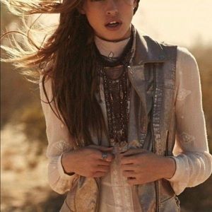 Free People Rose gold metallic VEGAN Vest